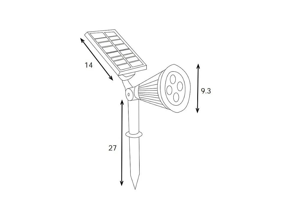 Conjunto de 2 balizas o apliques solares orientables - 300 lúmenes - Negro - SLATINE