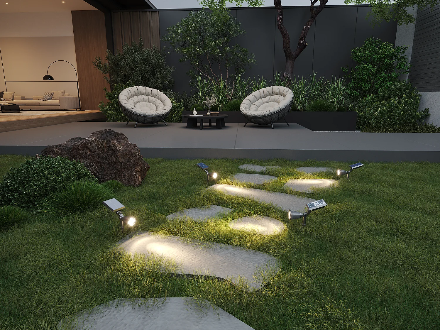 Faretto o applique solare orientabile 300 lumen Nero  - Lotto di 2 - SLATINE