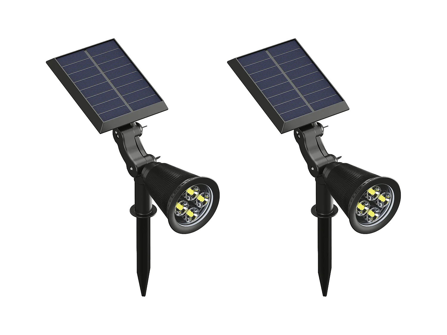 Conjunto de 2 balizas ou apliques solares orientáveis, 300 lumens, preto - SLATINE