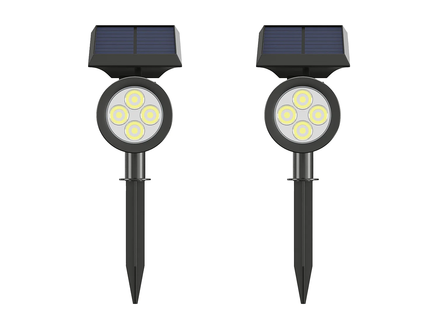 Conjunto de 2 balizas ou apliques solares orientáveis, 300 lumens, preto - SLATINE