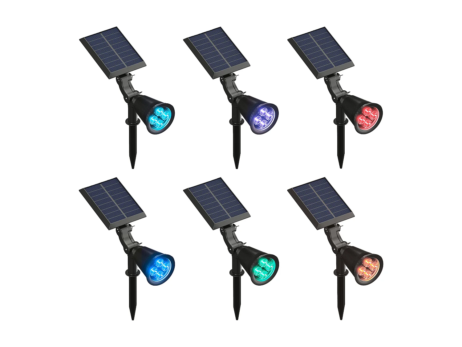 Conjunto de 2 balizas ou apliques solares orientáveis, 300 lumens, preto - SLATINE