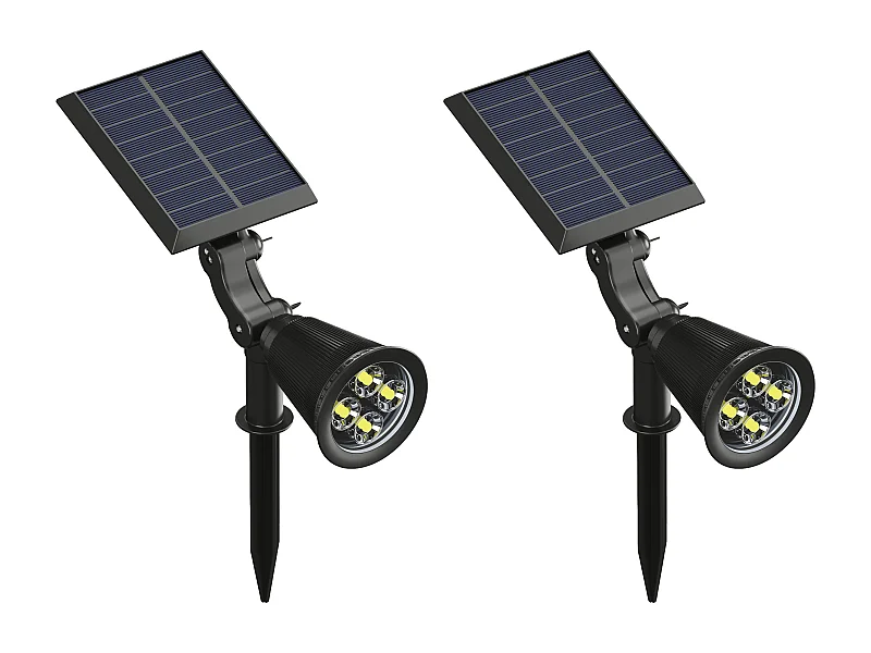 Faretto o applique solare orientabile 300 lumen Nero  - Lotto di 2 - SLATINE