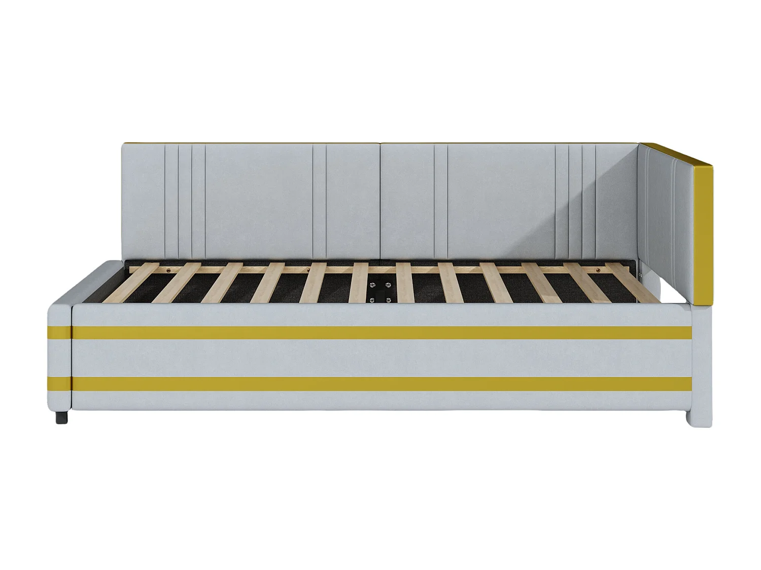 Gestoffeerd bed 90 x 200 cm met hoofdeinde - Fluweel - Slaapbank - Lattenbodem - Lichtgrijs