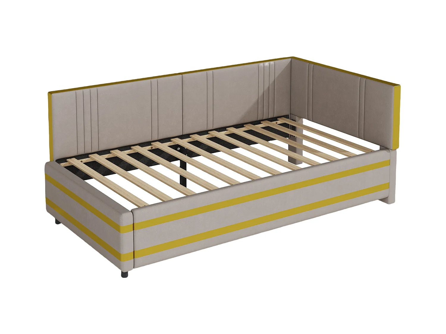 Lit capitonné 90 x 200 cm avec tête de lit - Velours - Canapé-lit - Sommier à lattes - Gris