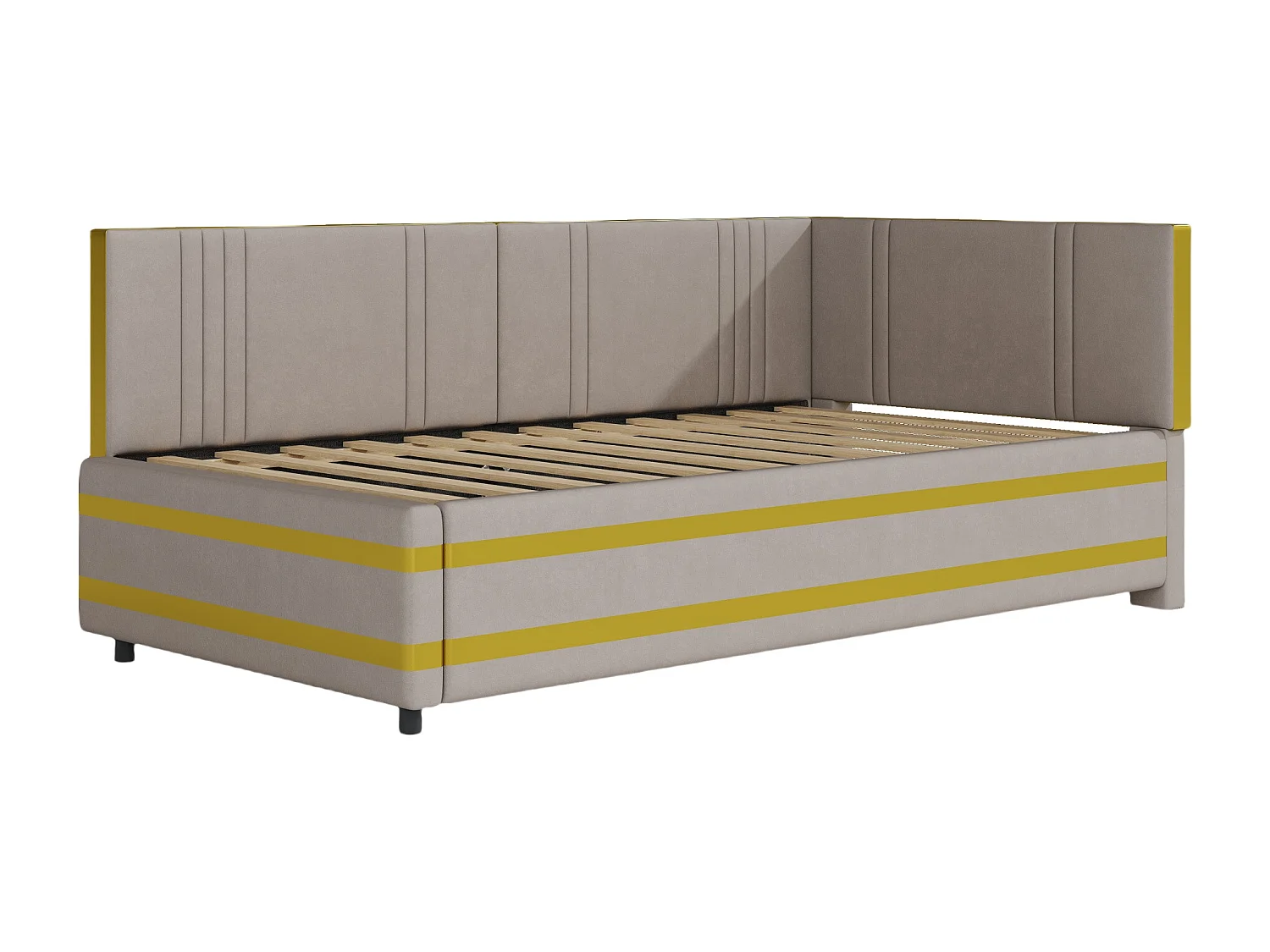 Lit capitonné 90 x 200 cm avec tête de lit - Velours - Canapé-lit - Sommier à lattes - Gris