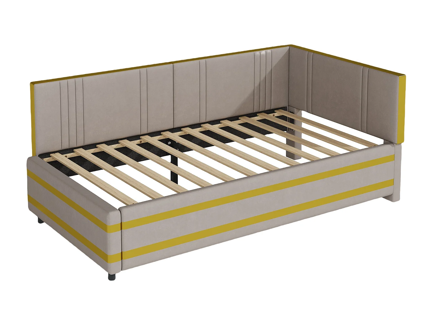 Lit capitonné 90 x 200 cm avec tête de lit - Velours - Canapé-lit - Sommier à lattes - Gris