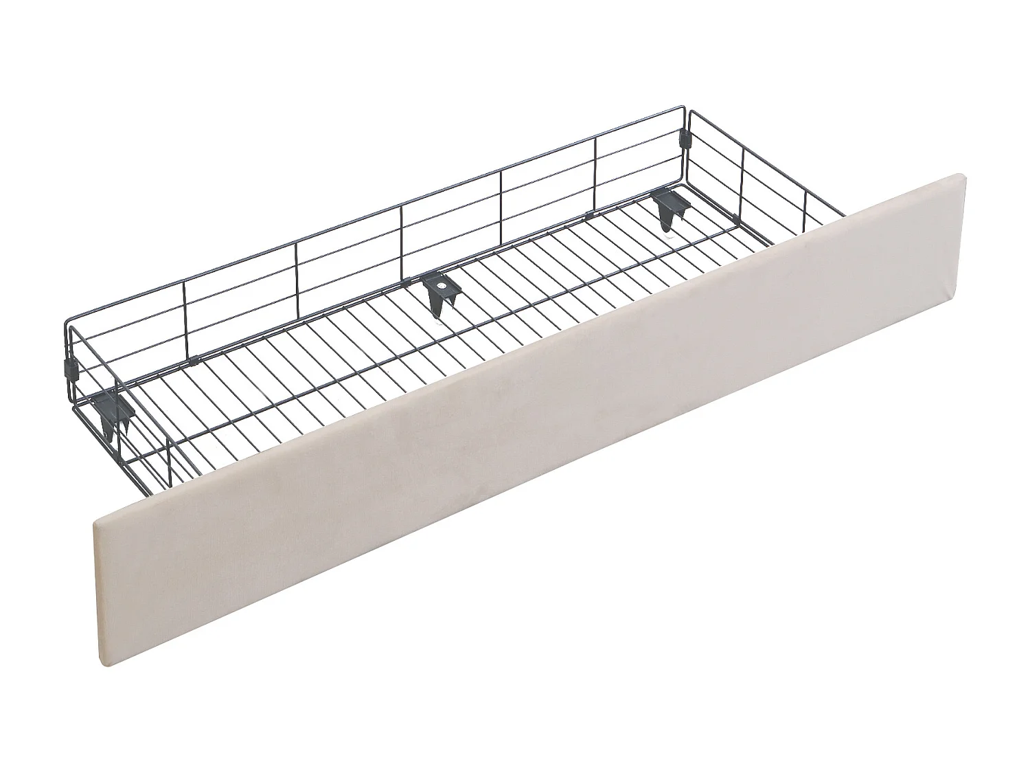 Lit capitonné 160 x 200 cm  avec tête de lit et 1 tiroir - Velours - LEDs et prise USB - Beige (Sans matelas)