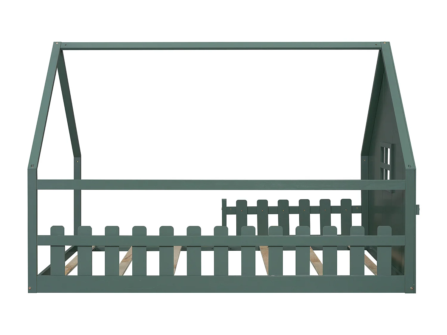 Cabinebed 140 x 200 cm met raam - Grenenhout + MDF - Inclusief lattenbodem - Groen