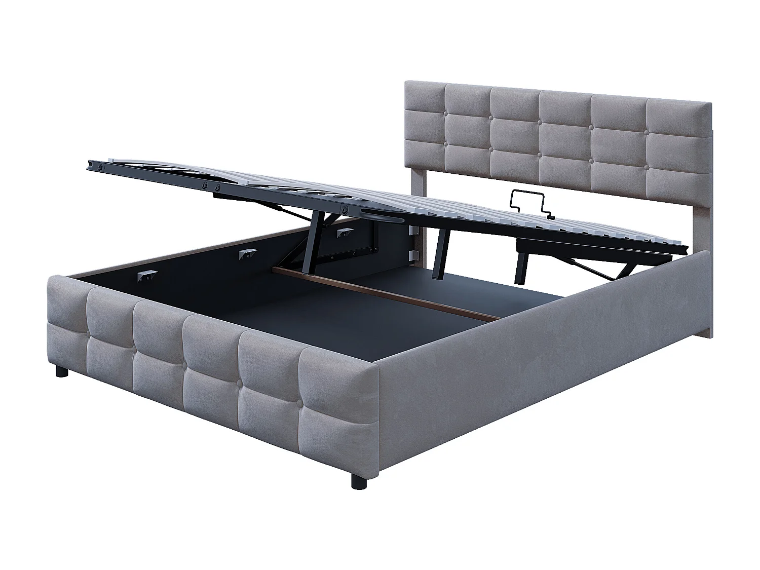 Opbergbed 180 x 200 cm met hoofdeinde - Fluweel - Lattenbodem - Grijs