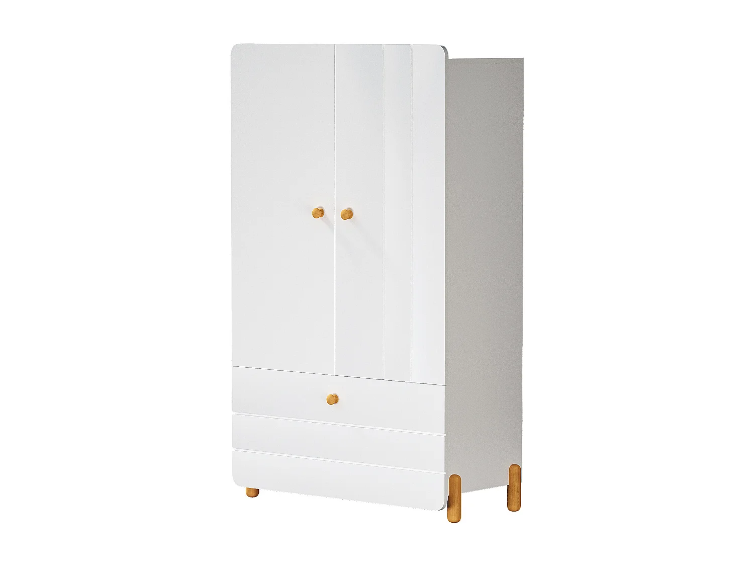 Kledingkast met 2 deuren en 1 lade - 78 x 46 x 167 cm - Grenen + multiplex + MDF - Kleur Wit