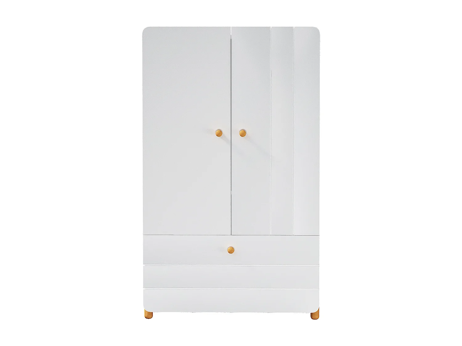 Kledingkast met 2 deuren en 1 lade - 78 x 46 x 167 cm - Grenen + multiplex + MDF - Kleur Wit