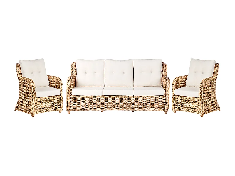 Gartensofa Set 5-Sitzer ALESSANO Rattan Naturfarben