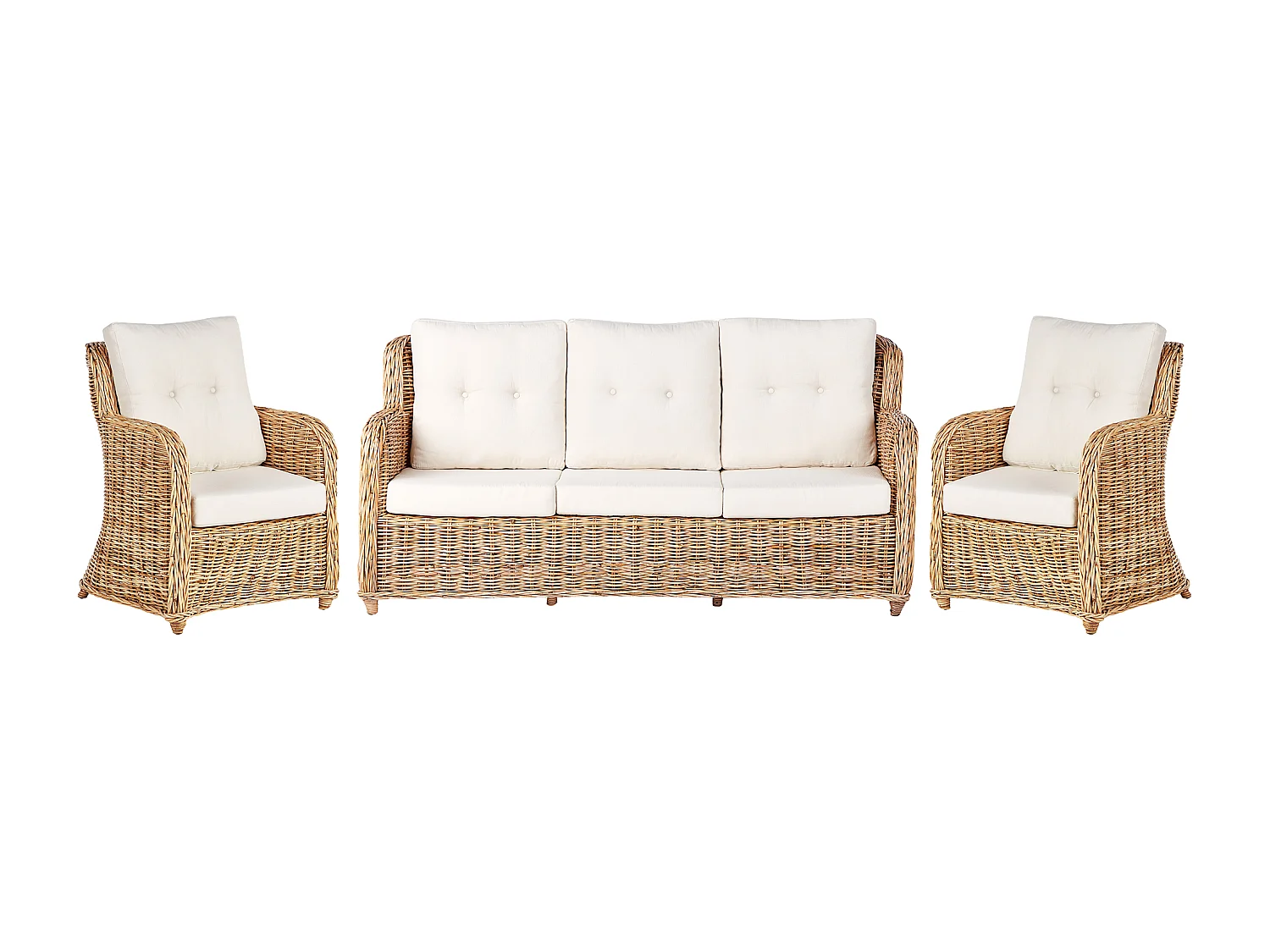 Gartensofa Set 5-Sitzer ALESSANO Rattan Naturfarben