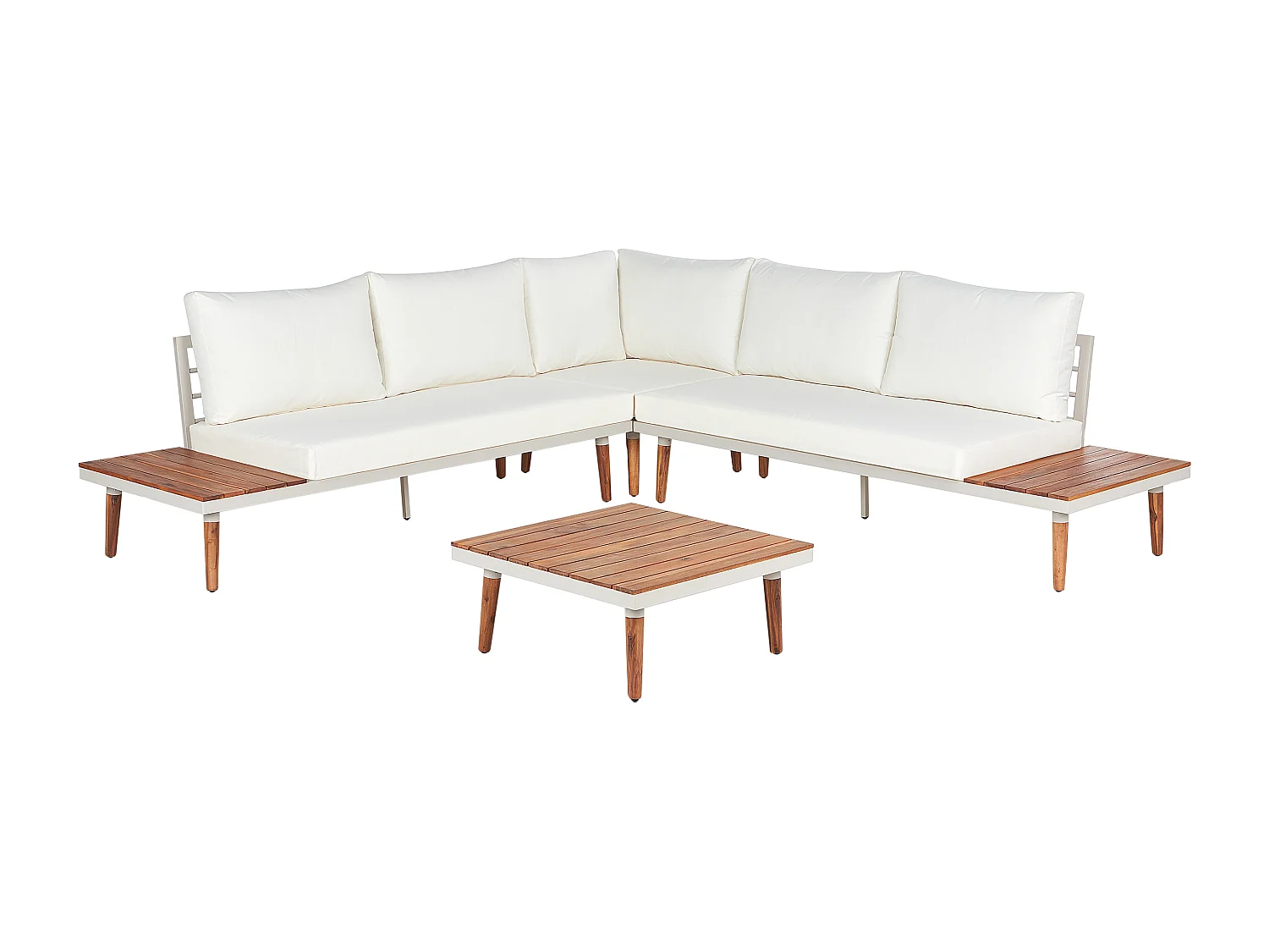 Set di divani angolari da giardino 5 posti CORATO Legno d'acacia Bianco sporco