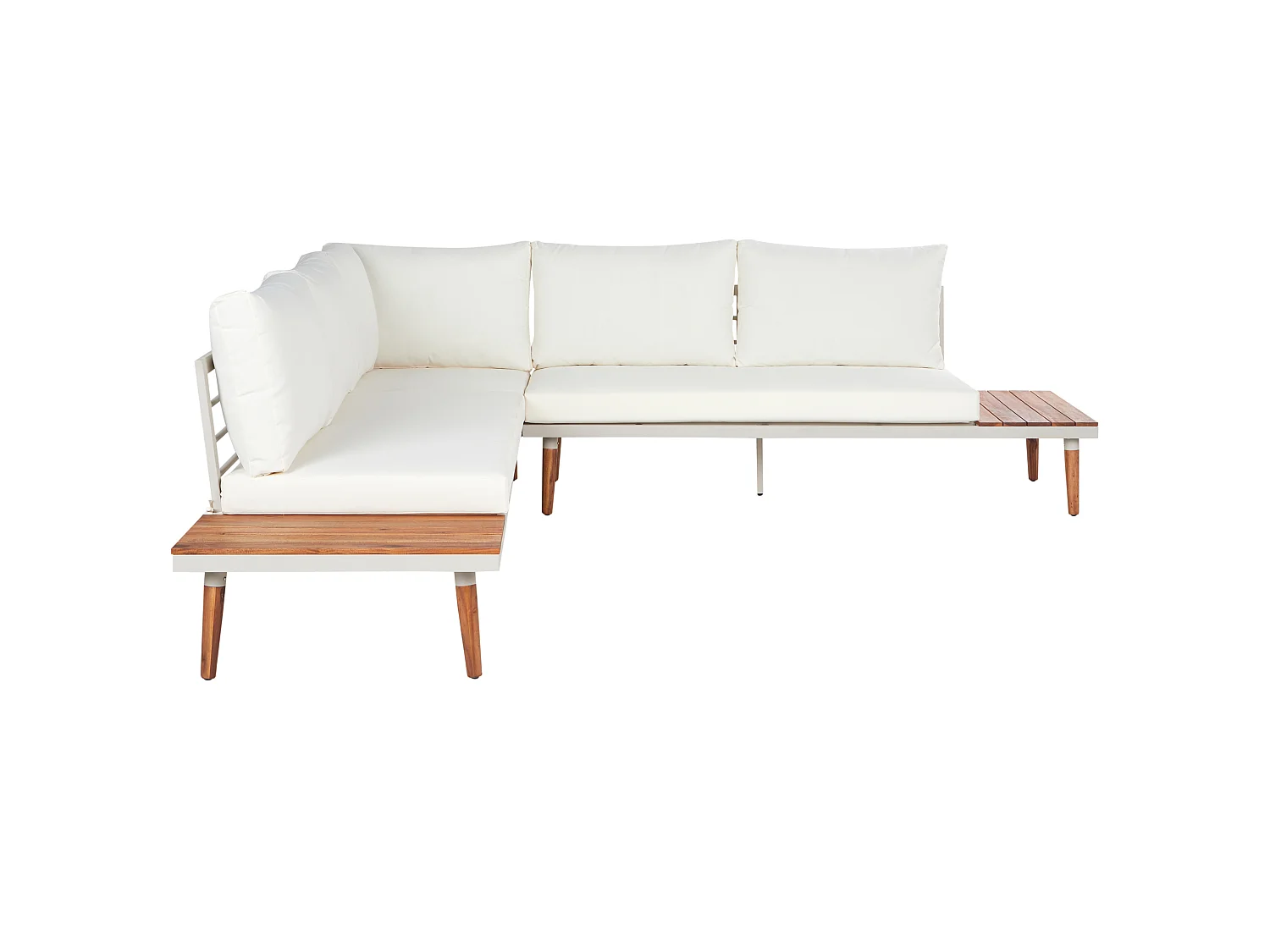 Garten Ecksofa mit Tisch 5-Sitzer CORATO Akazienholz Cremeweiss