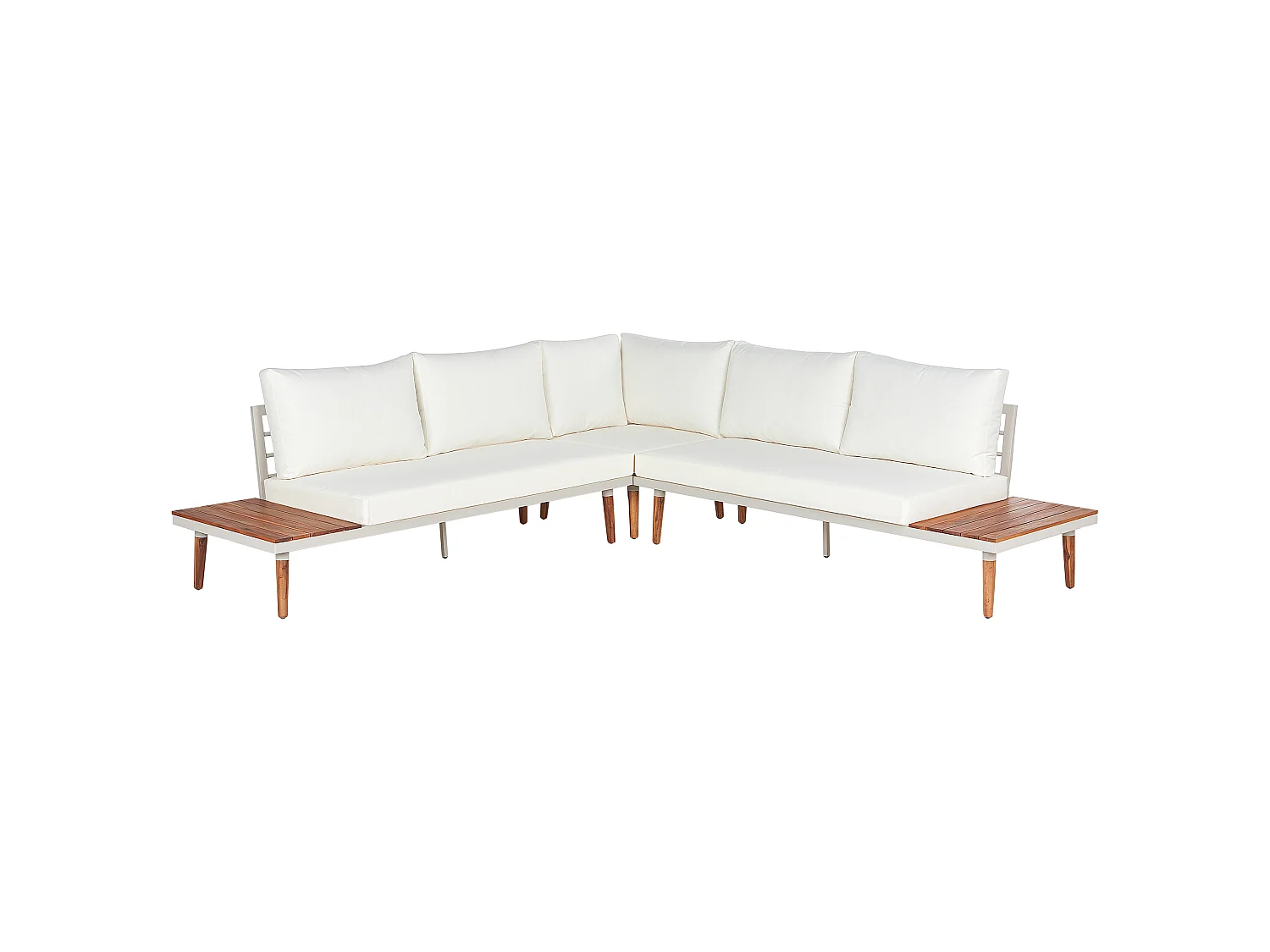 Garten Ecksofa mit Tisch 5-Sitzer CORATO Akazienholz Cremeweiss