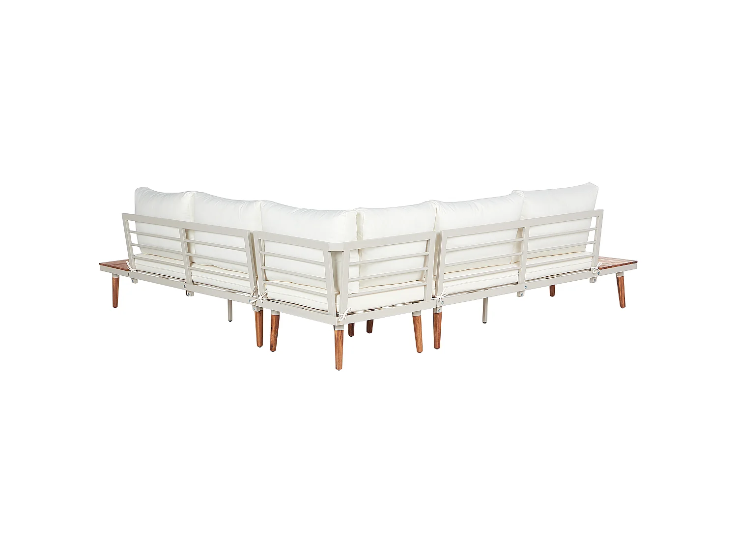 Garten Ecksofa mit Tisch 5-Sitzer CORATO Akazienholz Cremeweiss