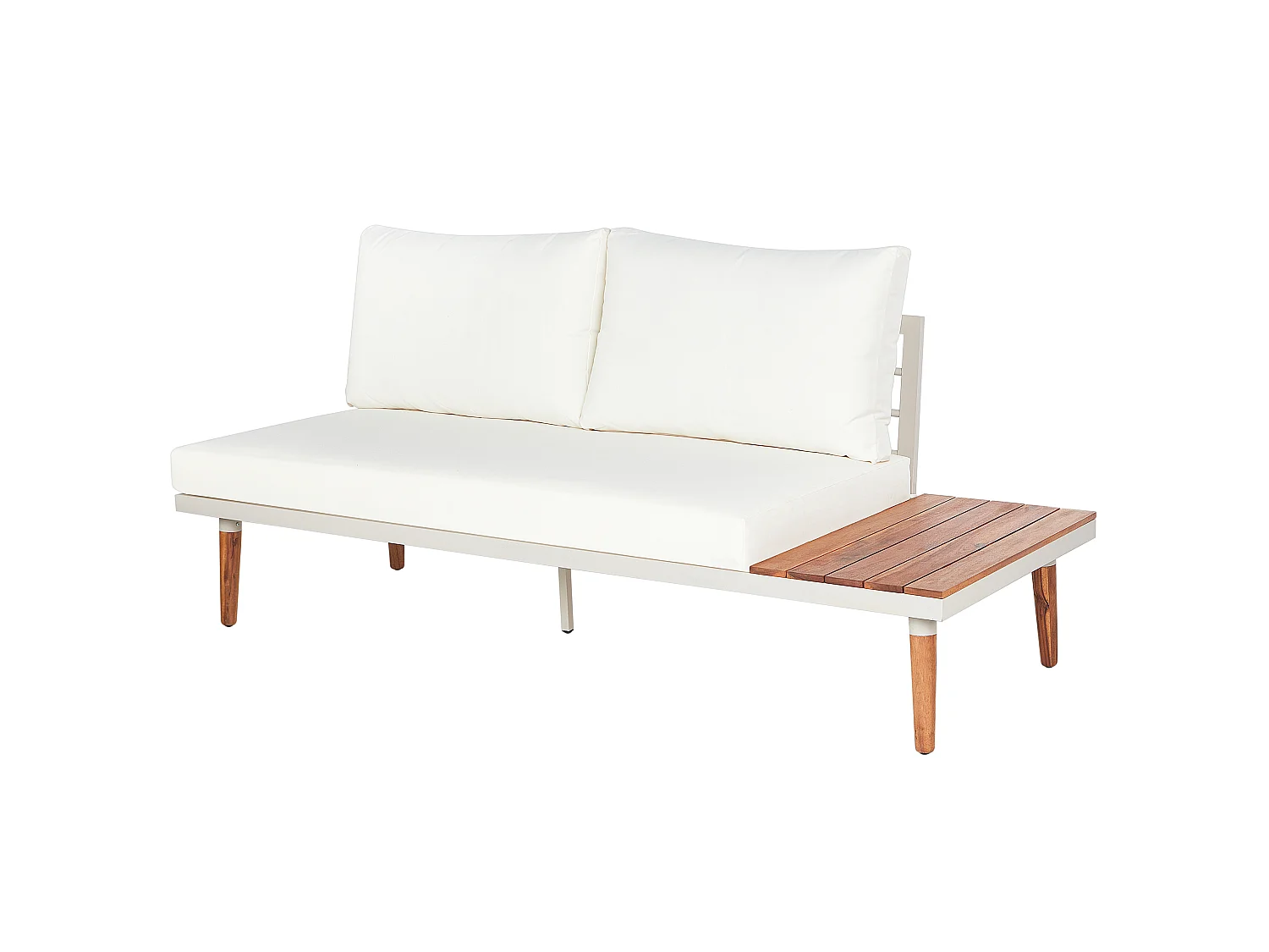 Garten Ecksofa mit Tisch 5-Sitzer CORATO Akazienholz Cremeweiss