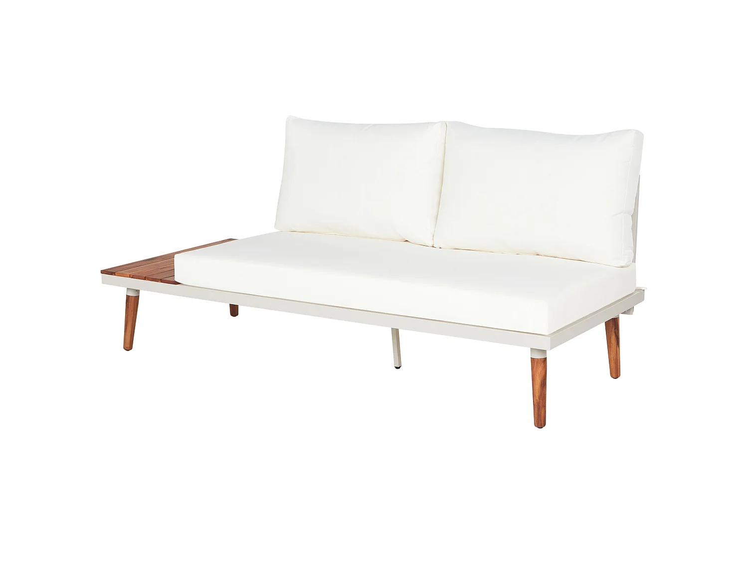 Garten Ecksofa mit Tisch 5-Sitzer CORATO Akazienholz Cremeweiss