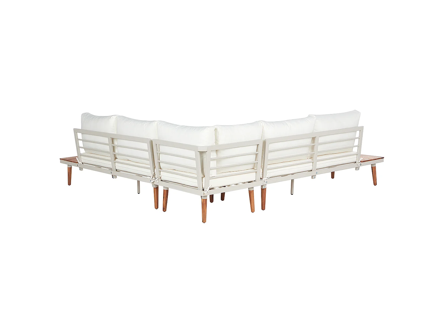 Trädgårdshörnsoffa med bord 5-sits CORATO Akaciaträ Off-White