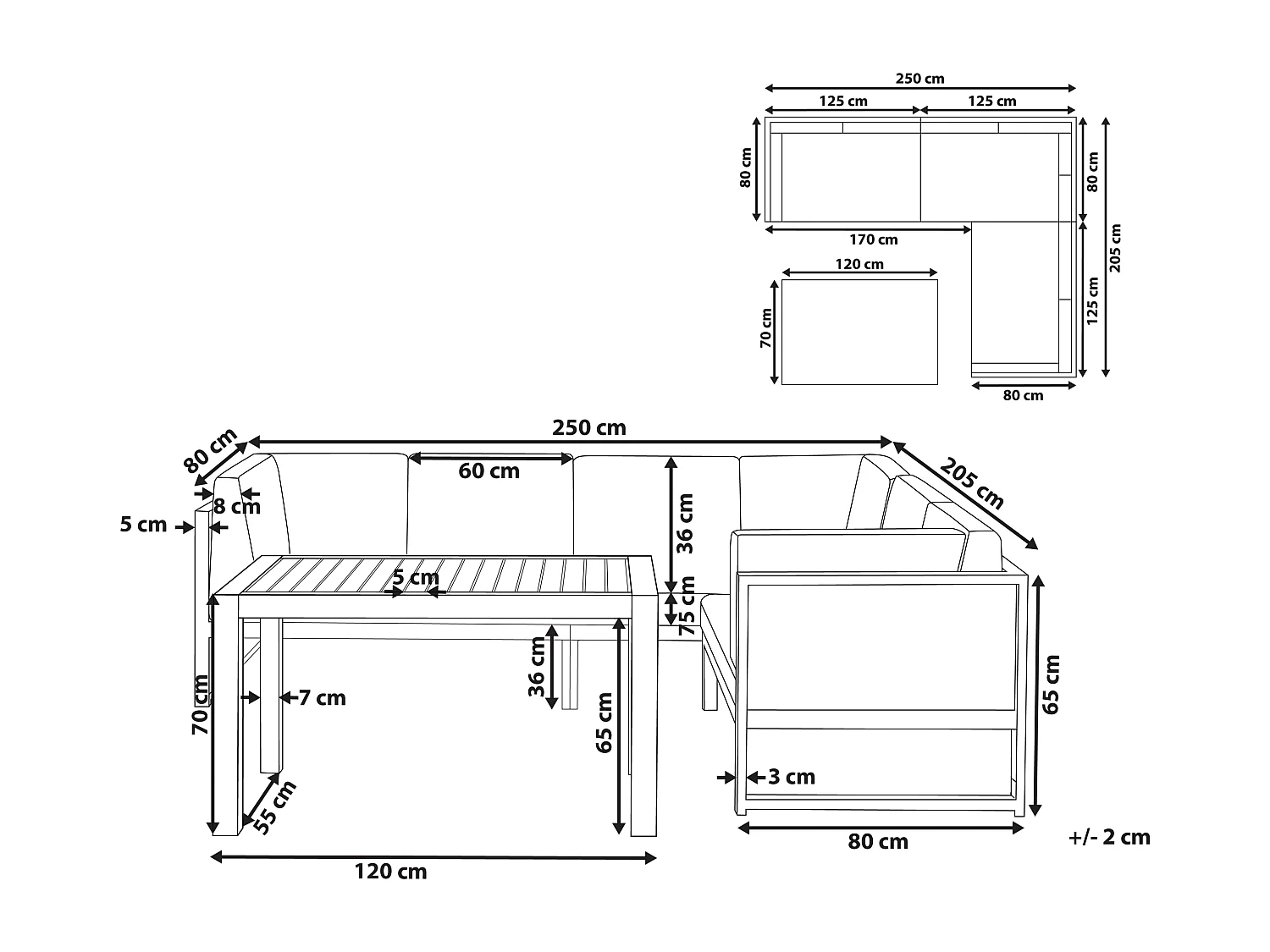 Conjunto de sofás de jardim de canto 6 lugares CASTELLA à esquerda Metal Verde