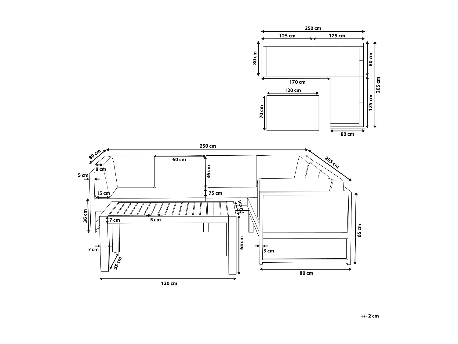 Conjunto de sofás de jardim de canto 6 lugares CASTELLA à esquerda Metal Verde