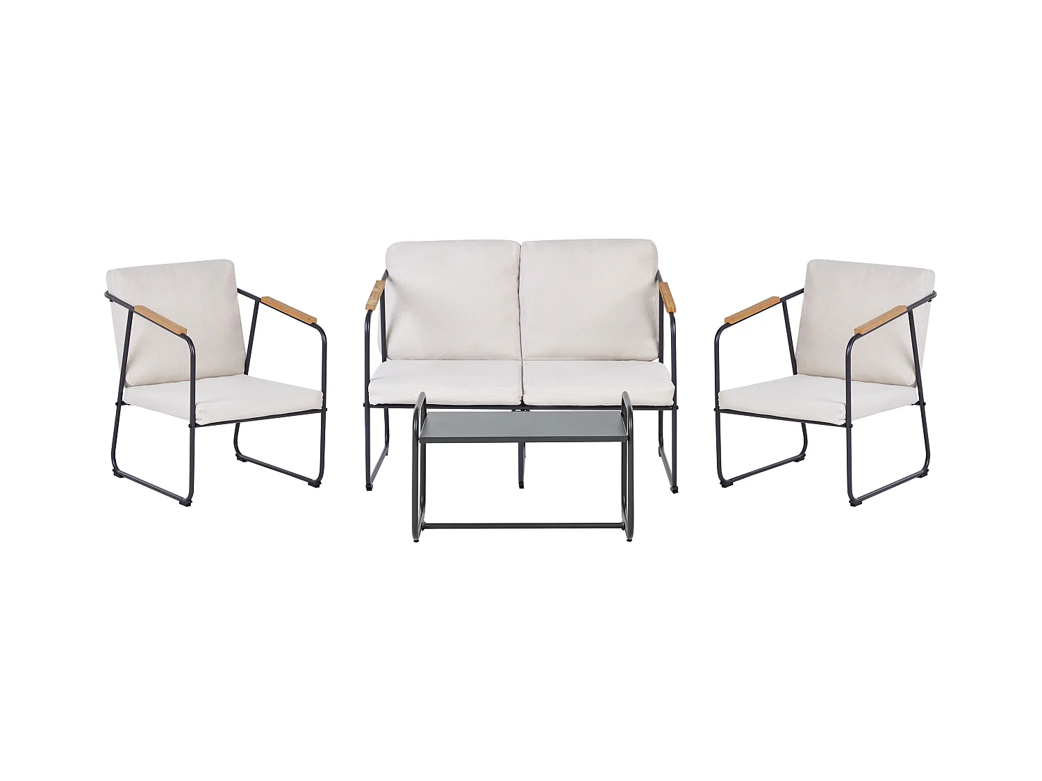 Ensemble de salon de jardin avec table 4 places VEZZANA Métal Beige clair