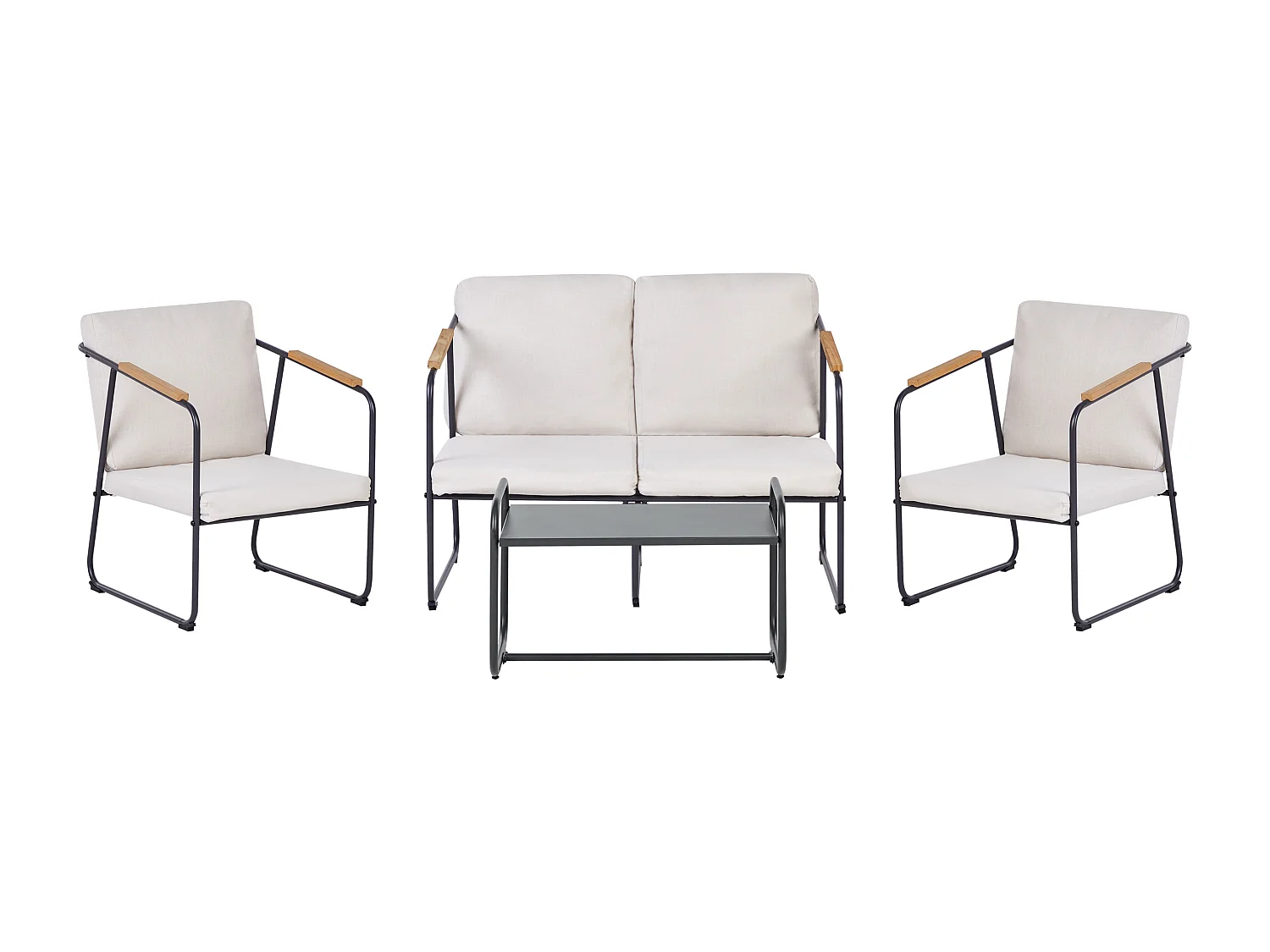 Ensemble de salon de jardin avec table 4 places VEZZANA Métal Beige clair