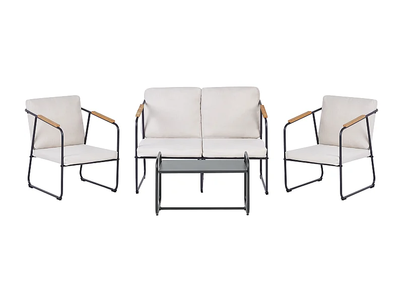 Lounge Set mit Tisch 4-Sitzer VEZZANA Metall Hellbeige