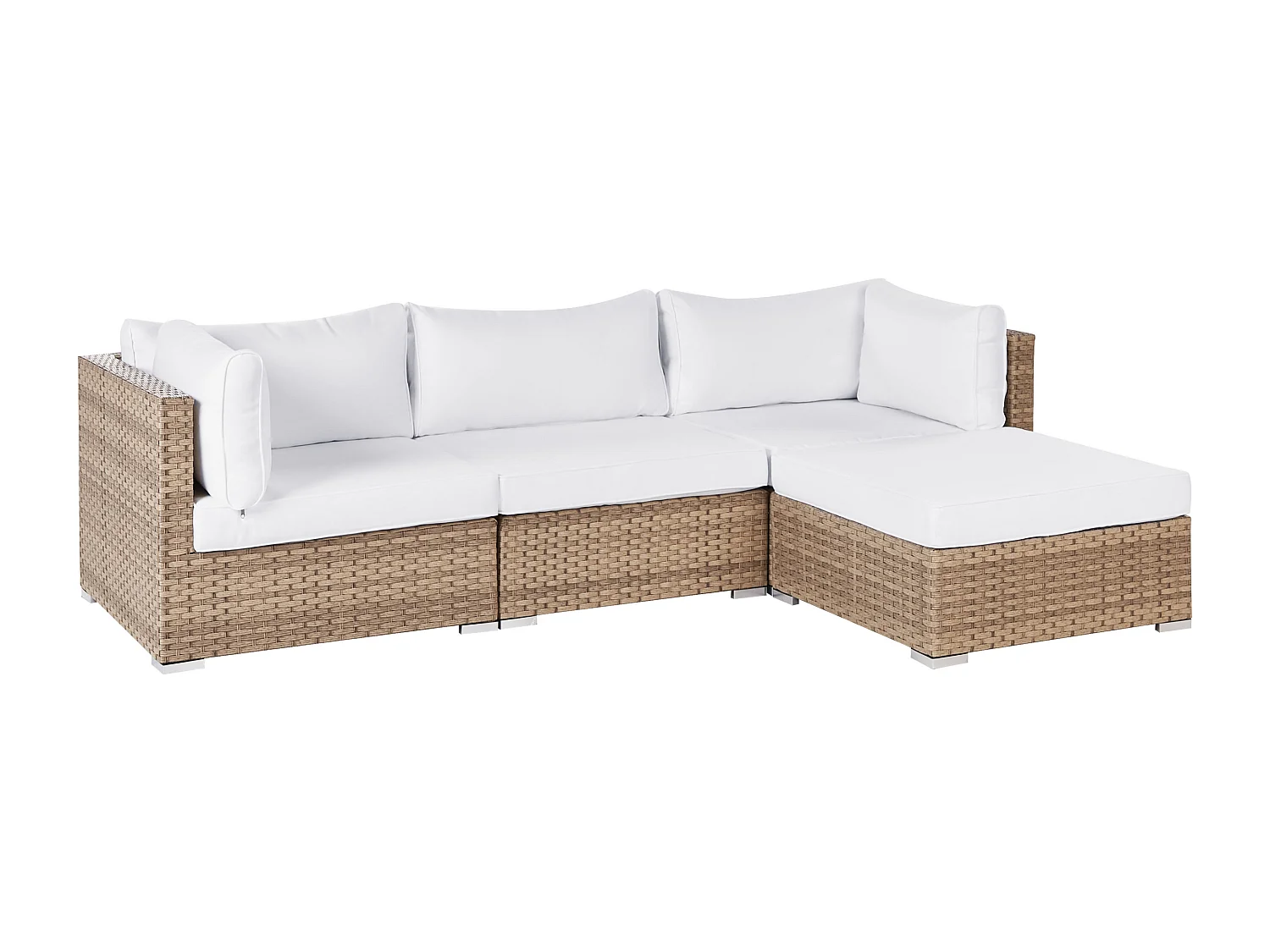 Narożnik ogrodowy ze stolikiem dla 4 osób SANO Lewostronny Modułowy Technorattan Naturalny