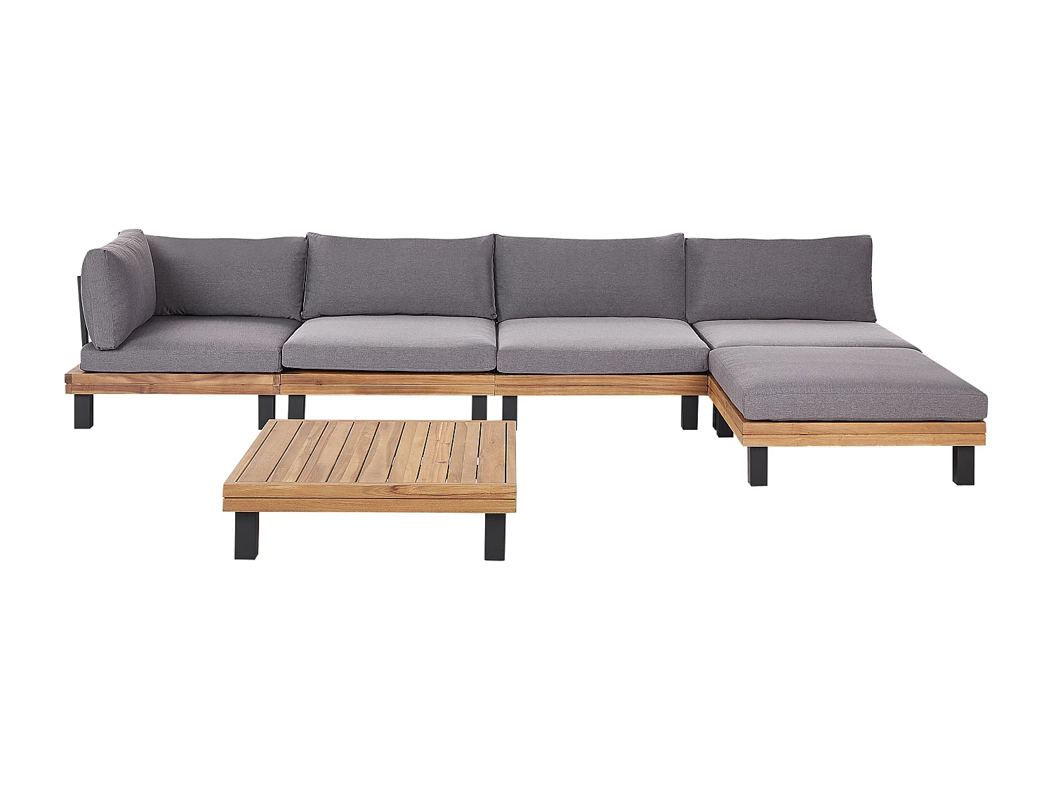 Ensemble de canapés d'angle de jardin 5 places FRAZZANO Bois d'acacia certifié Gris