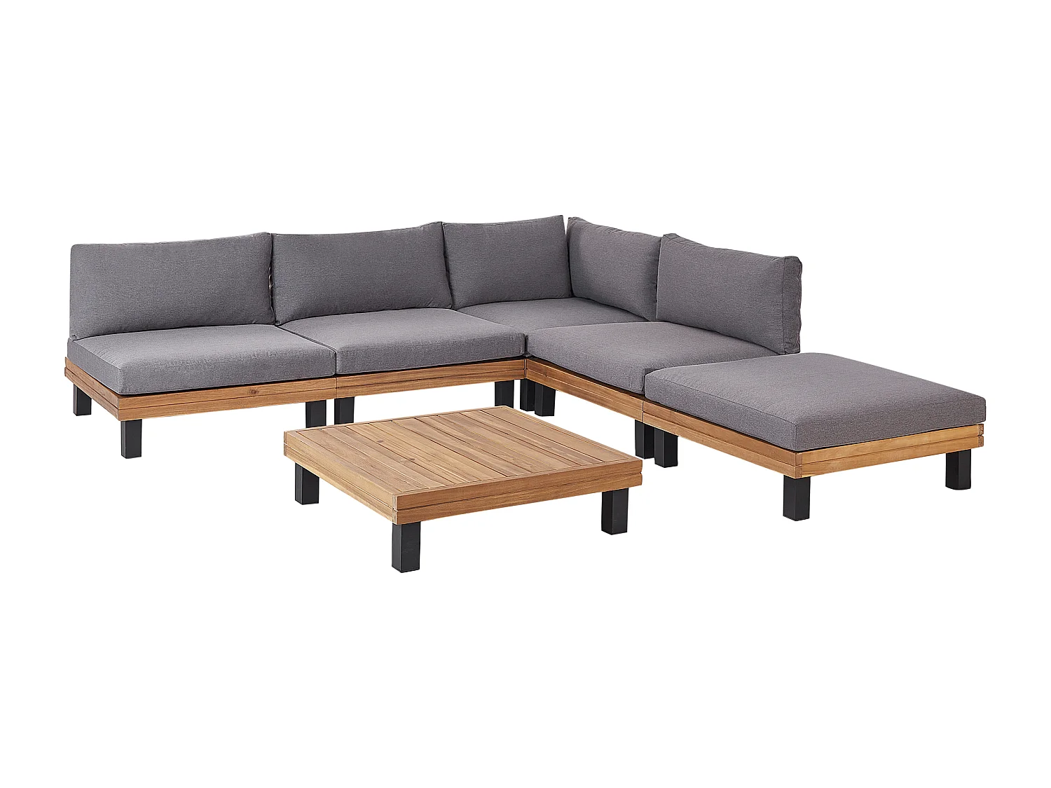 Ensemble de canapés d'angle de jardin 5 places FRAZZANO Bois d'acacia certifié Gris