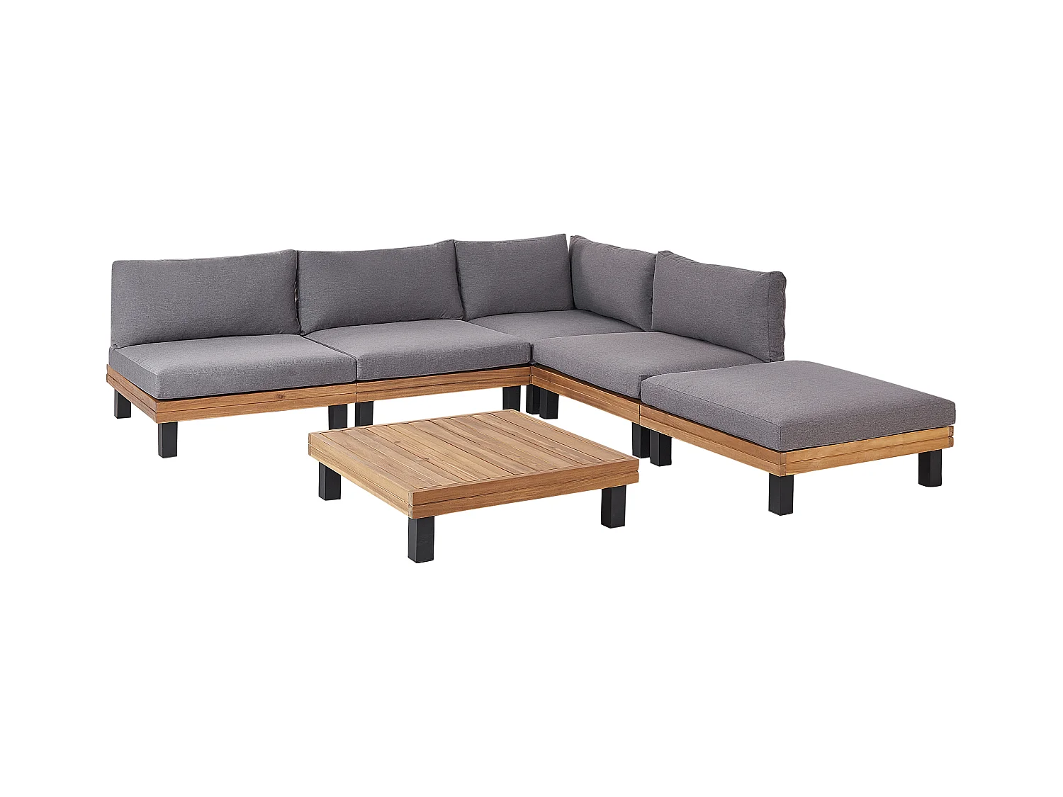 Ensemble de canapés d'angle de jardin 5 places FRAZZANO Bois d'acacia certifié Gris