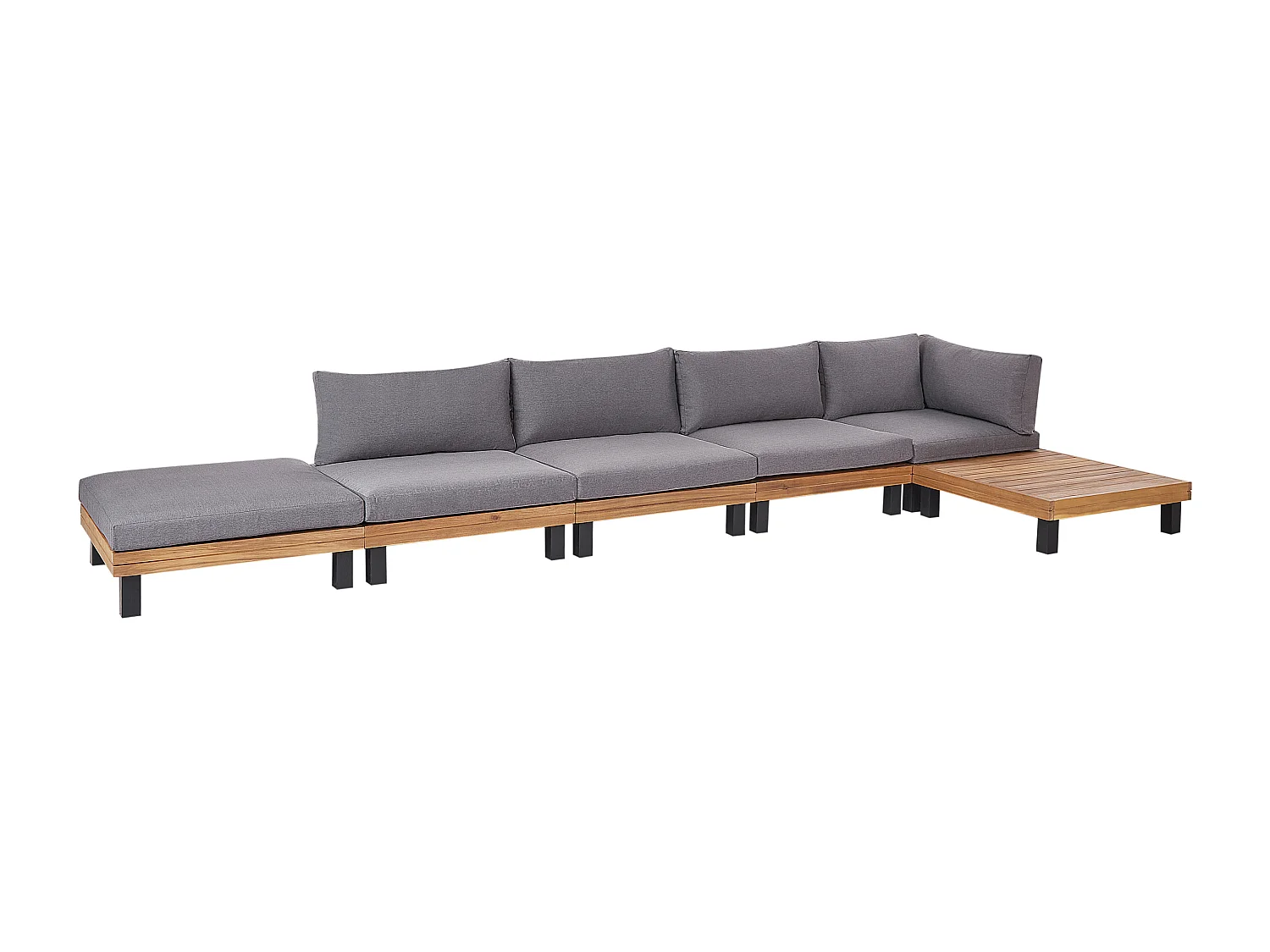 Ensemble de canapés d'angle de jardin 5 places FRAZZANO Bois d'acacia certifié Gris