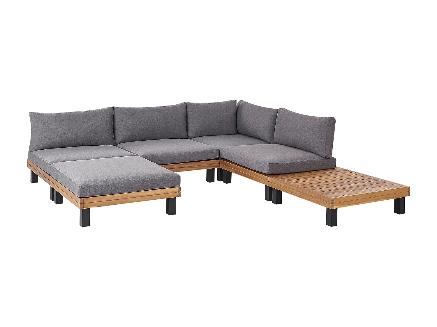 Garten Ecksofa mit Tisch 5-Sitzer FRAZZANO modular zertifiziertes Akazienholz Grau