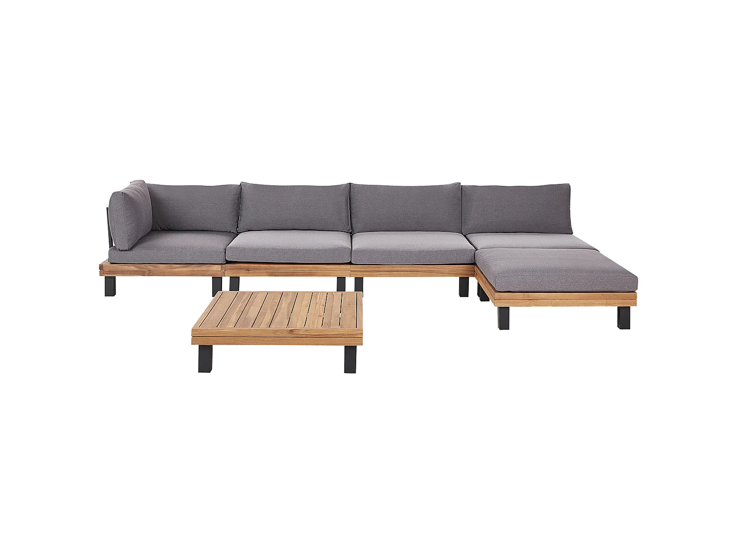 Ensemble de canapés d'angle de jardin 5 places FRAZZANO Bois d'acacia certifié Gris