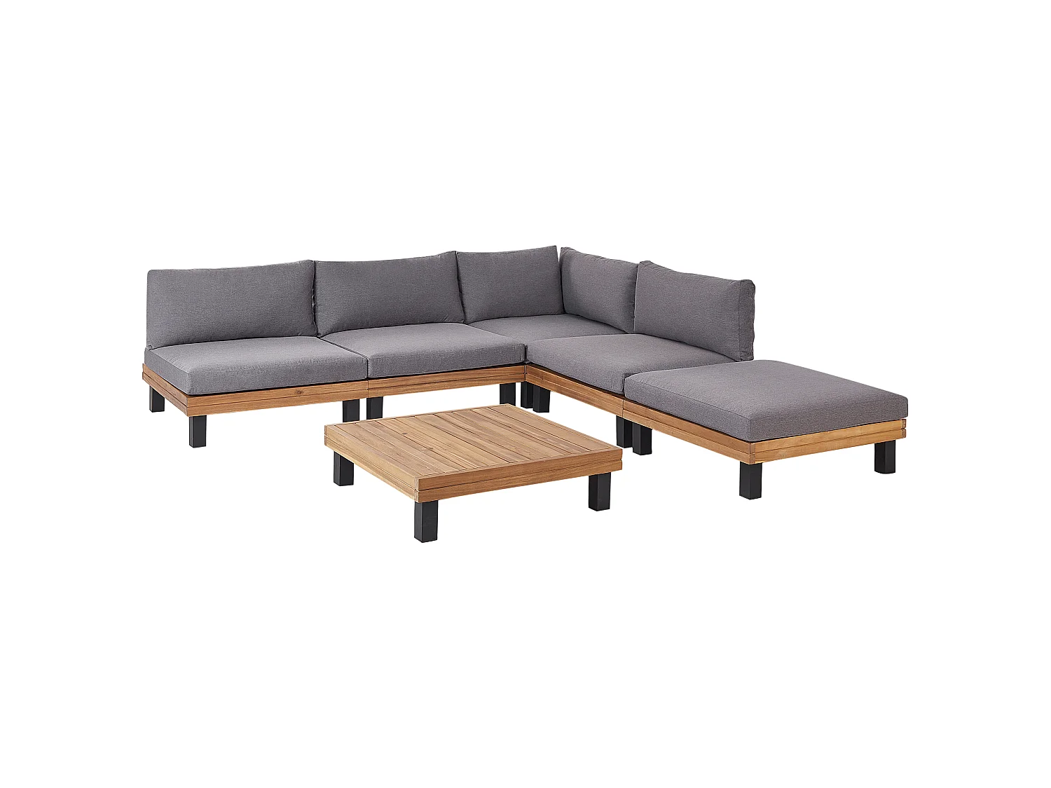 Ensemble de canapés d'angle de jardin 5 places FRAZZANO Bois d'acacia certifié Gris