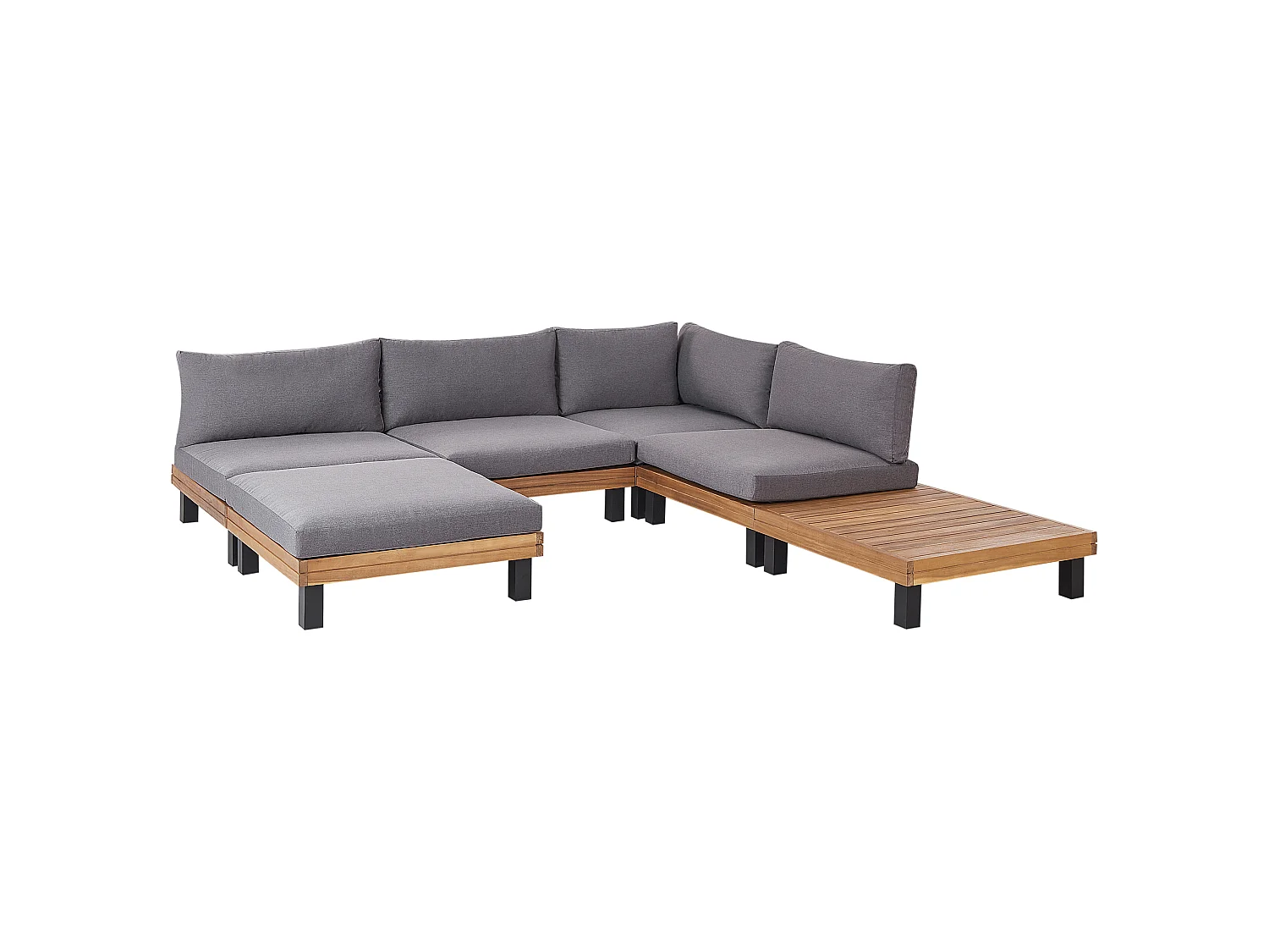 Ensemble de canapés d'angle de jardin 5 places FRAZZANO Bois d'acacia certifié Gris