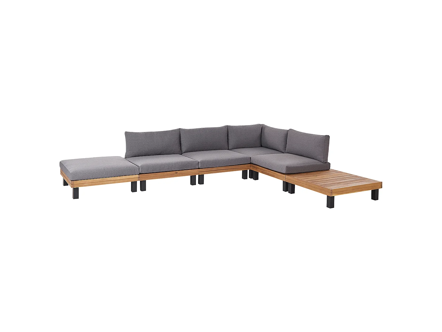 Ensemble de canapés d'angle de jardin 5 places FRAZZANO Bois d'acacia certifié Gris