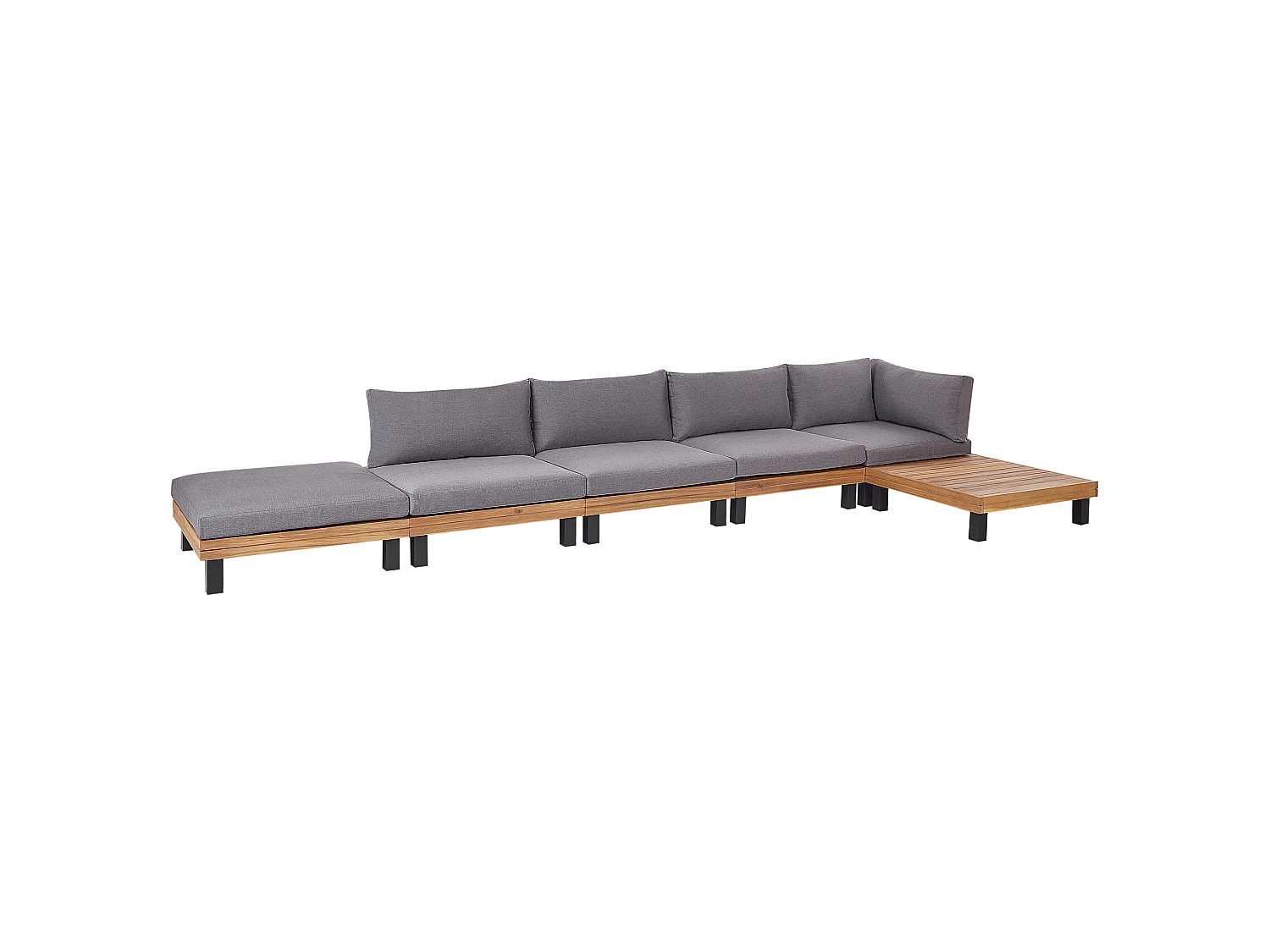 Ensemble de canapés d'angle de jardin 5 places FRAZZANO Bois d'acacia certifié Gris