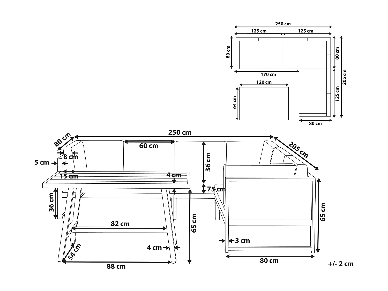 Tuin hoekloungeset met tafel 6-zitter CASTELLA/FRATTE Linkerzijde Metaal Groen