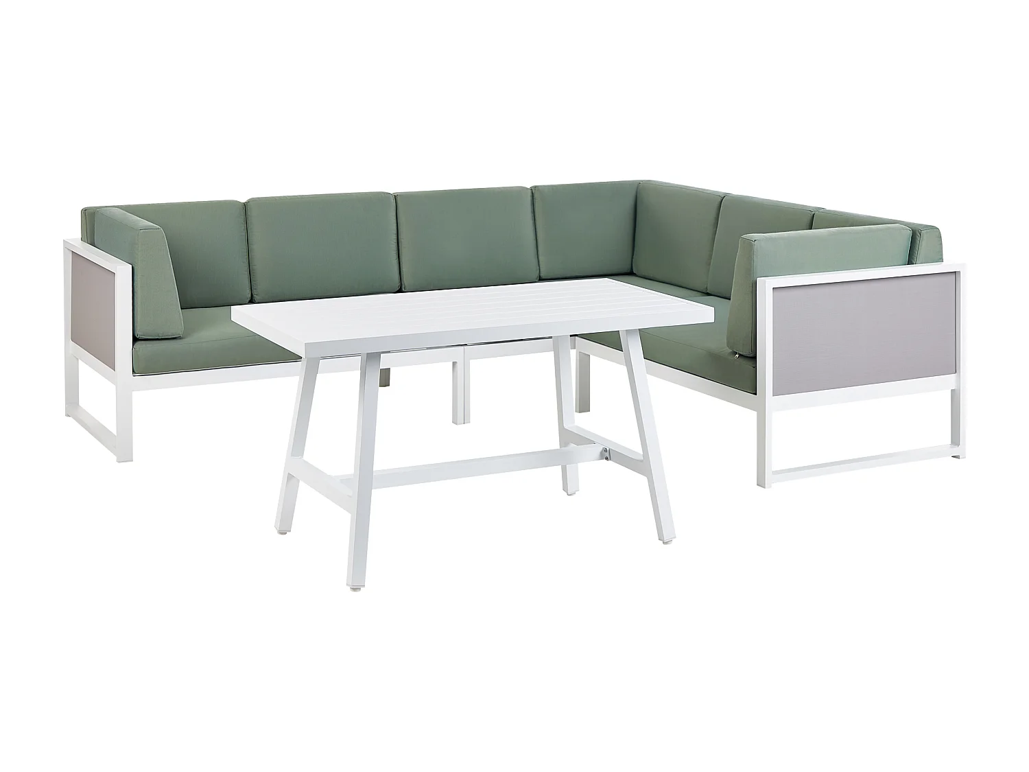 Tuin hoekloungeset met tafel 6-zitter CASTELLA/FRATTE Linkerzijde Metaal Groen