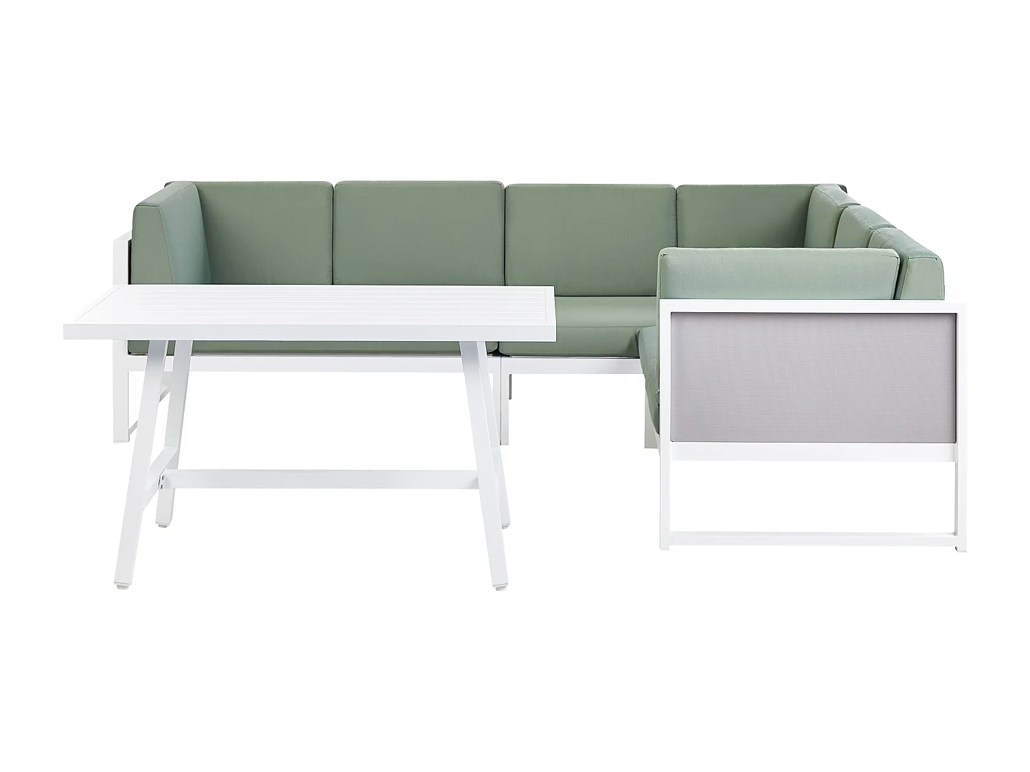 Garten Ecksofa mit Tisch 6-Sitzer CASTELLA/FRATTE linksseitig Metall Grün