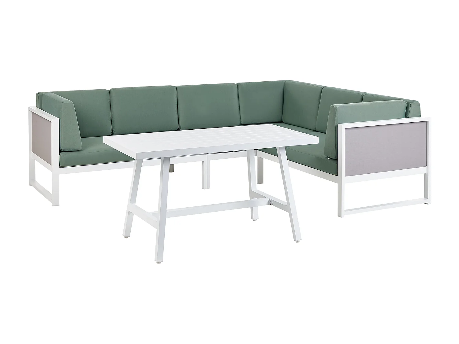 Garten Ecksofa mit Tisch 6-Sitzer CASTELLA/FRATTE linksseitig Metall Grün