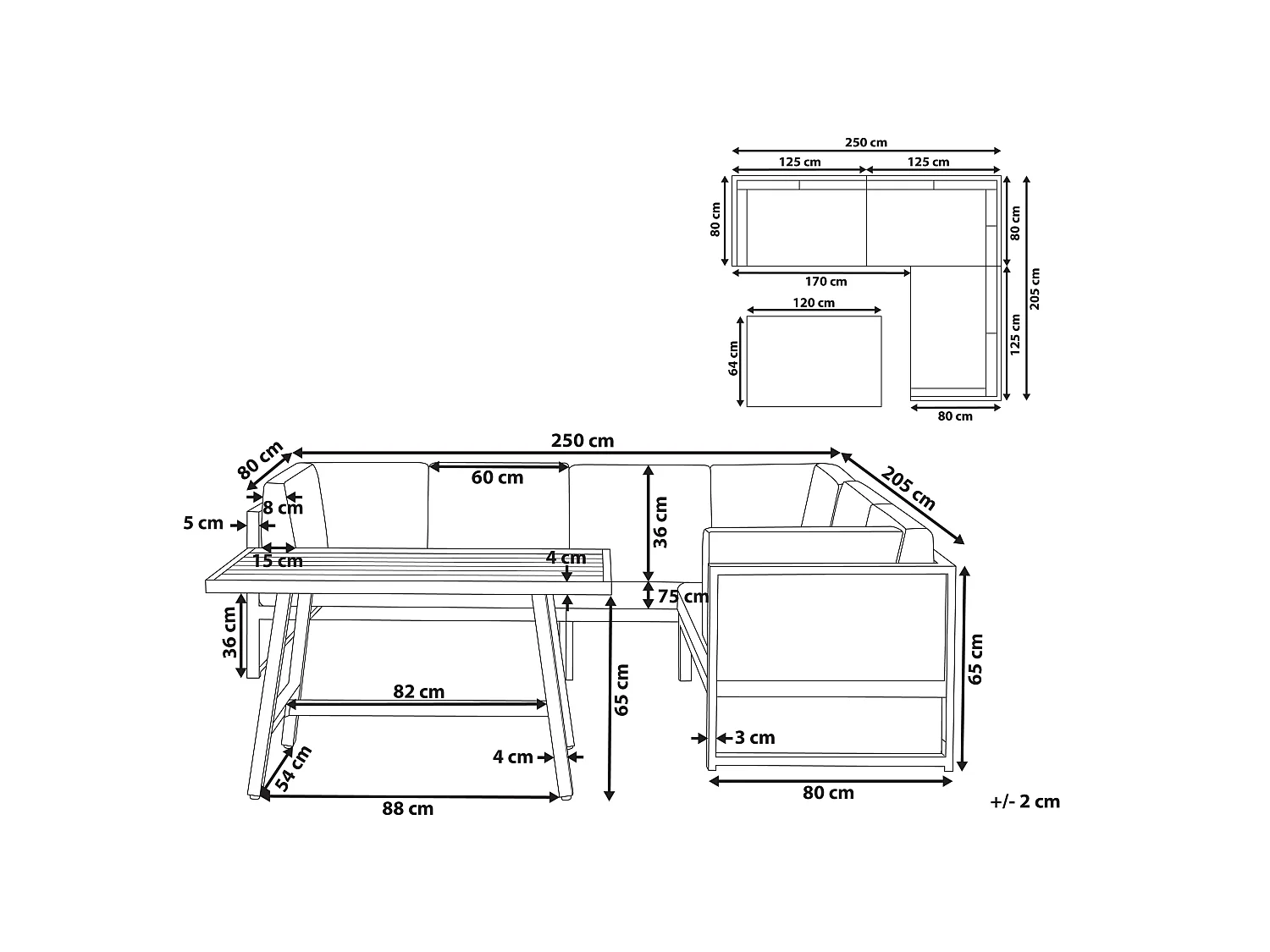 Conjunto esquinero de jardín 6 plazas CASTELLA/FRATTE Izquierda Metal Verde