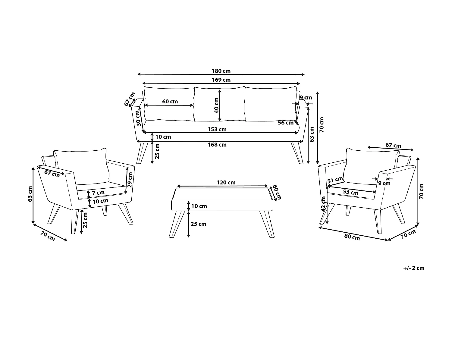 5-Sitzer Lounge Set 4-teilig Rattan dunkelbraun Auflagen olivgrün Vittoria XL