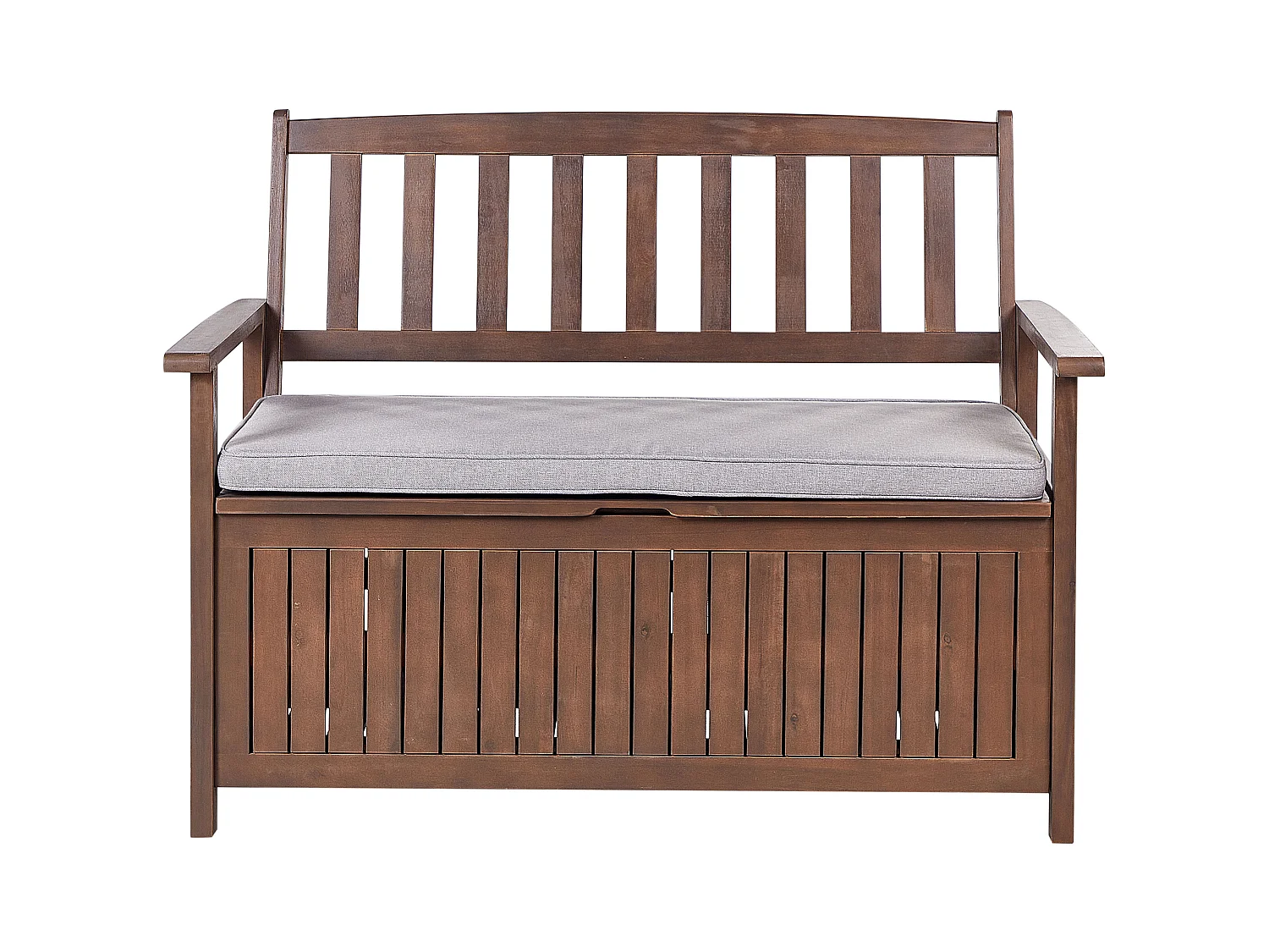 Banc avec coussin d'assise SOVANA 120 cm avec rangement Acacia Gris clair