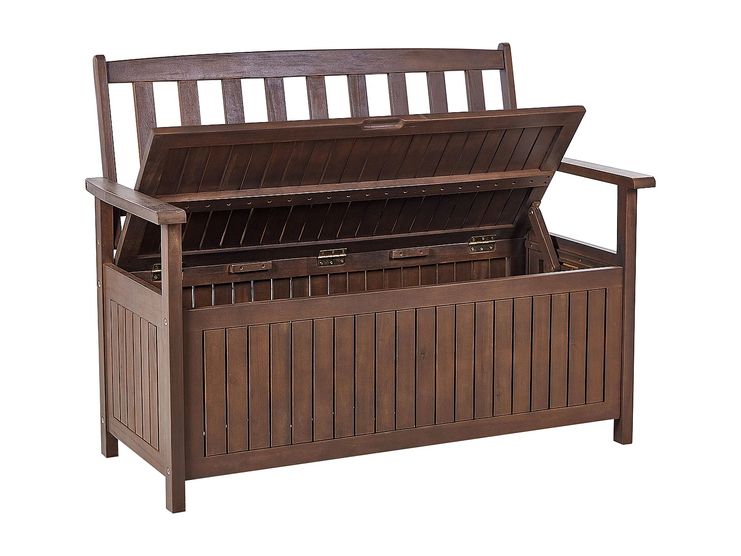 Banc avec coussin d\'assise SOVANA 120 cm avec rangement Acacia Gris clair