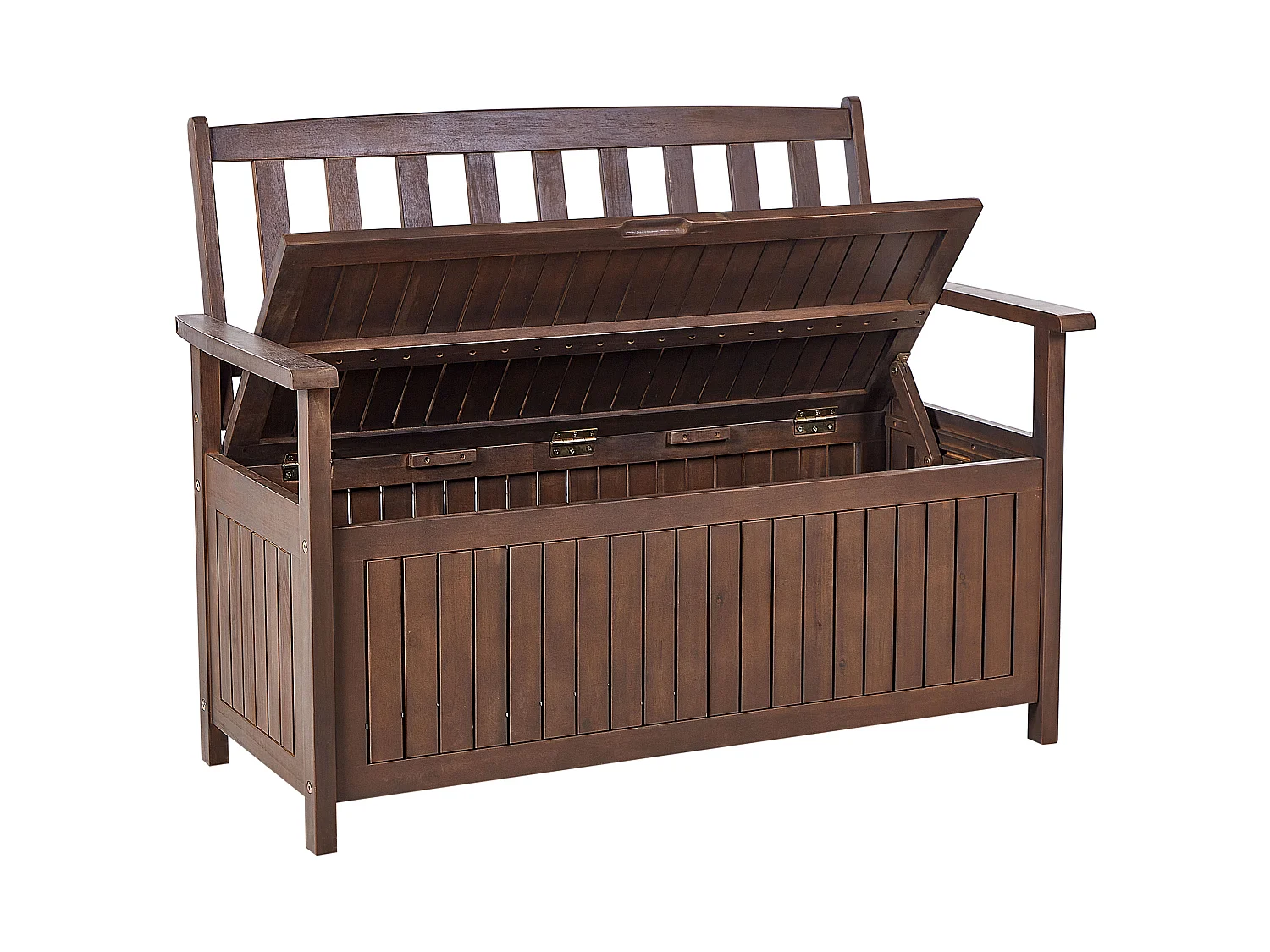 Gartenbank mit Auflage SOVANA 120 cm mit Stauraum Akazienholz Hellgrau