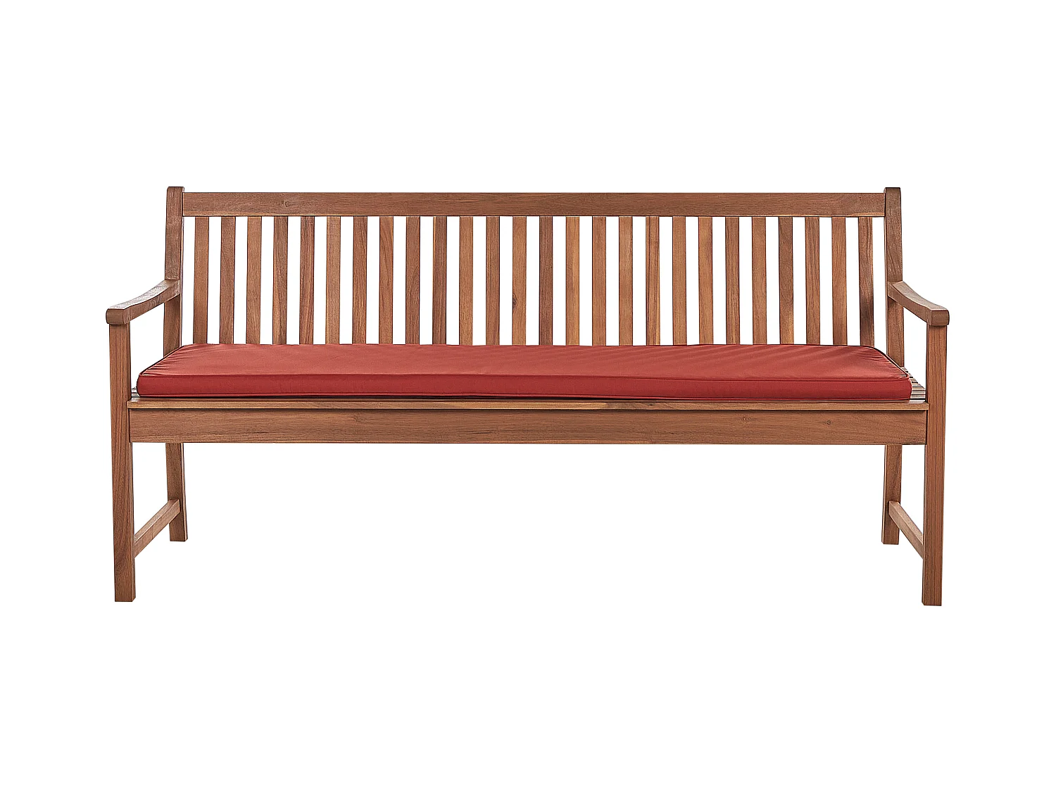 Banc avec coussin d'assise VIVARA 180 cm Bois d'acacia certifié Rouge foncé